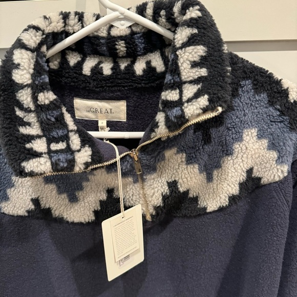 NWOT The Great. Fleece Half Zip Pullover Size 0 in Navy Canyon Geo. - Picture 4 of 4